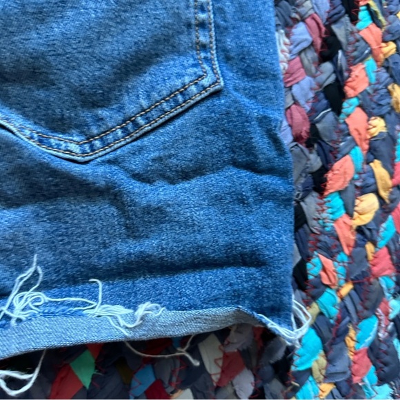 Old Navy OG Straight High Rise Blue Denim Distressed Jean Shorts Women’s Size 14 - Picture 13 of 14